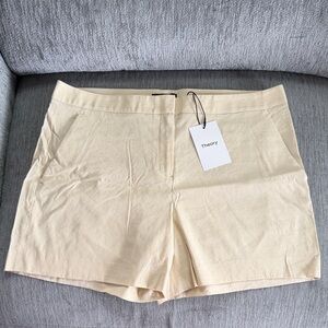Theory Cream High-Rise Shorts